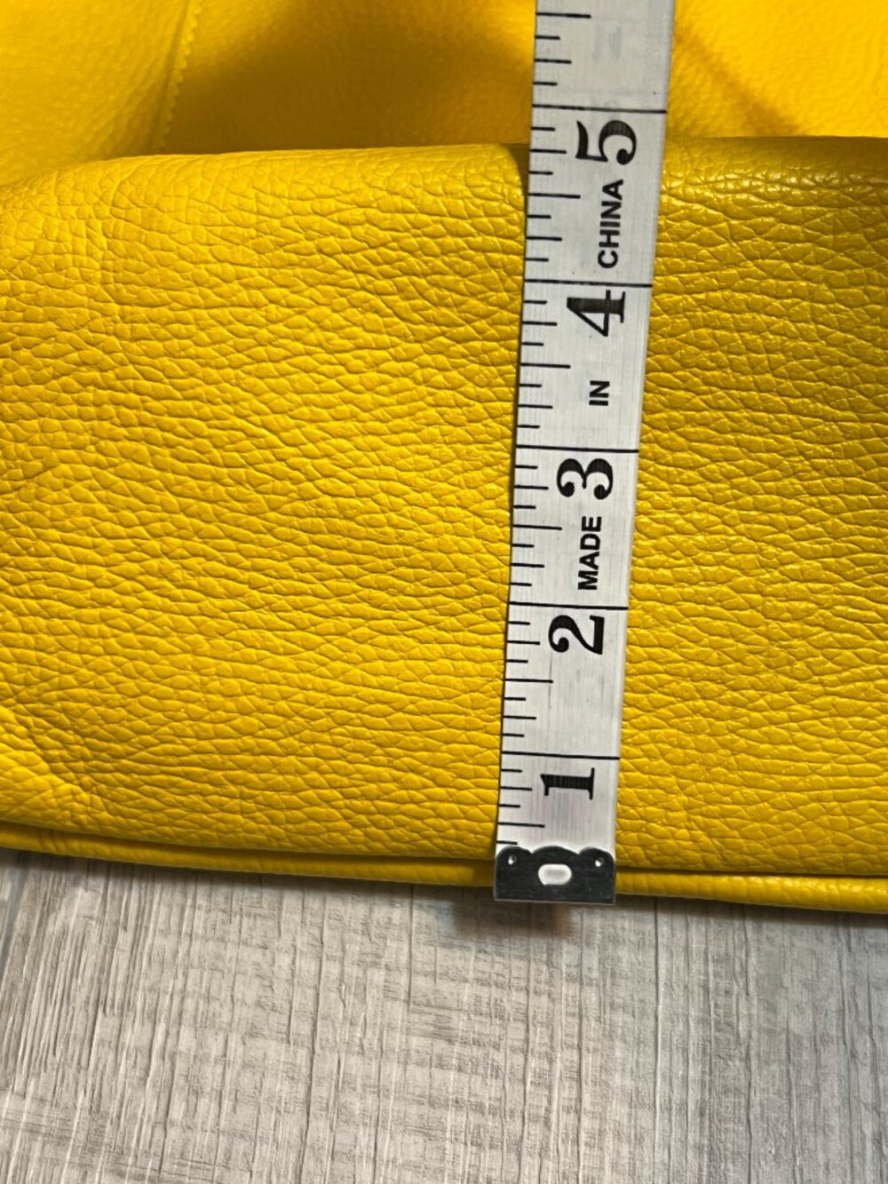 Italian Genuine Leather Yellow Tote Bag Pebbled Leather Shoulder Bag Borse in Pe - Picture 9 of 10